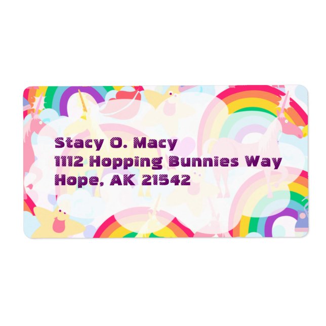 Unicornes et Rainbows Étiquette (Devant)