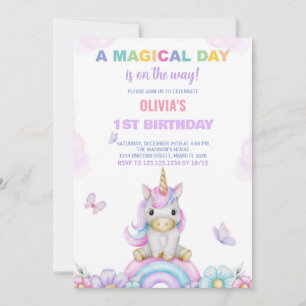 Unicornes papillon Invitations d'anniversaire