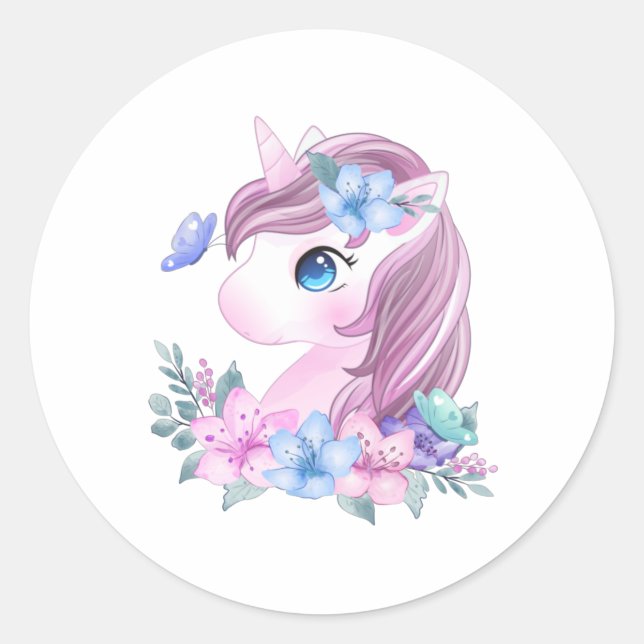 "Unicornios" Runder Aufkleber (Vorderseite)