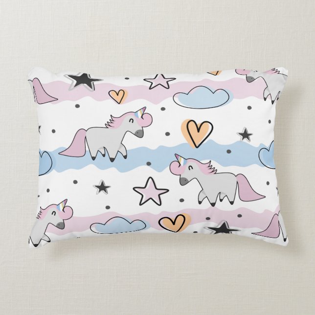 Unicorns and stars pattern dekokissen (Vorderseite)