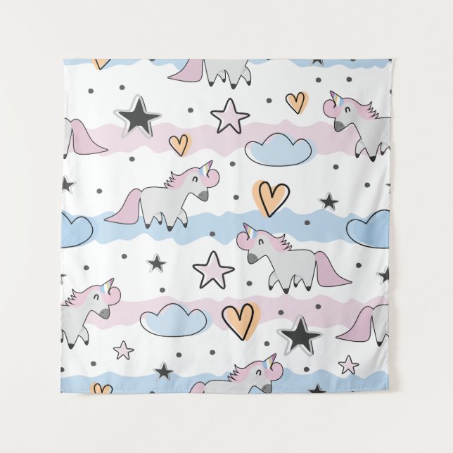 Unicorns and stars pattern wandteppich (Vorderseite)