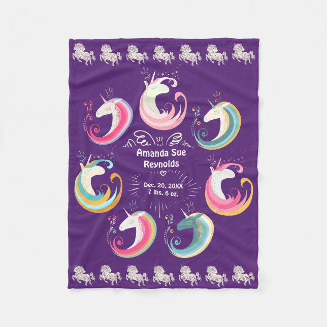 Unicorns Baby Keepake (Farbe ändern) Fleecedecke (Vorderseite)