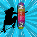 Unicorns Colorful Modern Girly Glitzer Skateboard<br><div class="desc">Einfärbt Glitzer Skateboard Wenn Sie Ihren Farbeinschlag über die Oberseite benötigen. "Ich sehe deine wahren Farben / Und deshalb habe ich dich Liebe", singt sie. Entfesseln Sie Ihr inneres Einhorn ⭐ Dieses Produkt ist zu 100% benutzerdefinierbar. *****Klicken Sie auf die SCHALTFLÄCHE ANKLICKEN, um hinzuzufügen, zu löschen, zu verschieben, zu verändern,...</div>