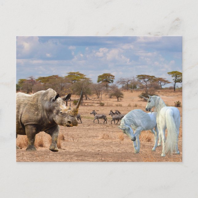 Unicorns Cubby Rhino Rhinoceros Afrika Postkarte (Vorderseite)