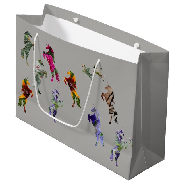Unicorns Custom Gift Bag - Groß, Glossar Große Geschenktüte (Vorderseite Schrägansicht)