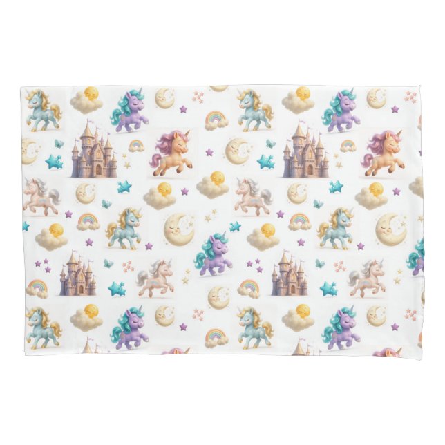 Unicorns & Fairytale Castle - Fantasy Design Kissenbezug (Vorderseite)