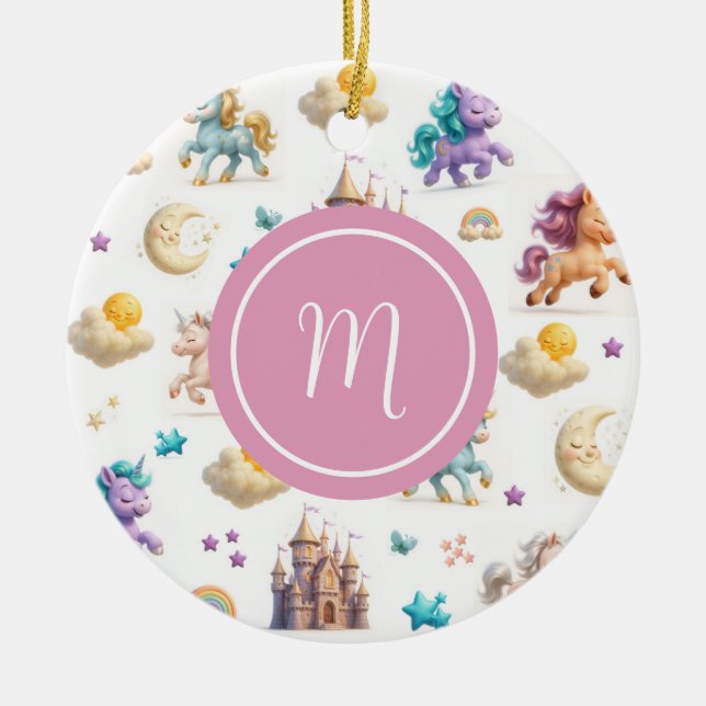 Unicorns & Fairytale Castle - Whimsiksaal Keramik Ornament (Vorne)