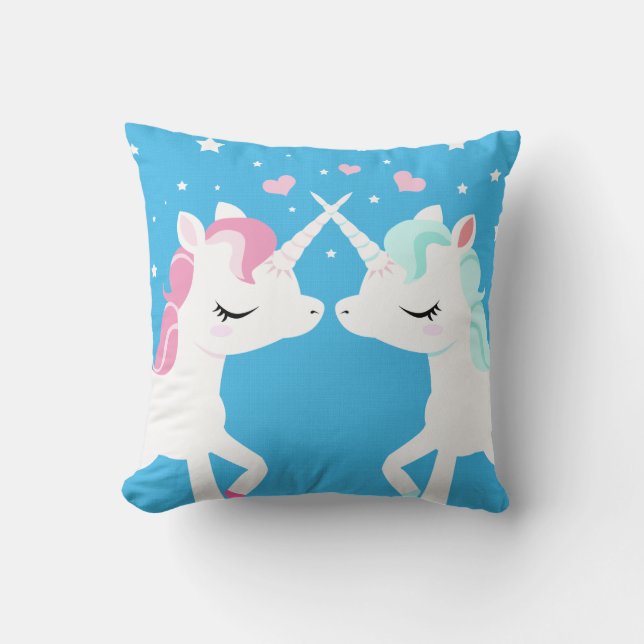 Unicorns in der Liebe Kissen (Vorderseite)