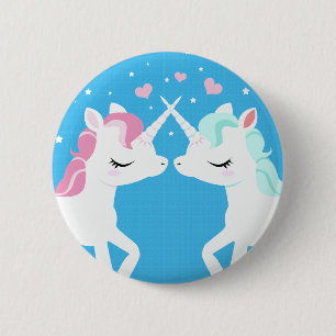 Unicorns in Liebe Knopf Button