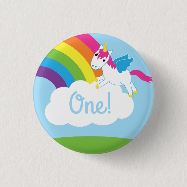 Unicorns Kindergeburtstag Party Theme Button (Vorderseite)