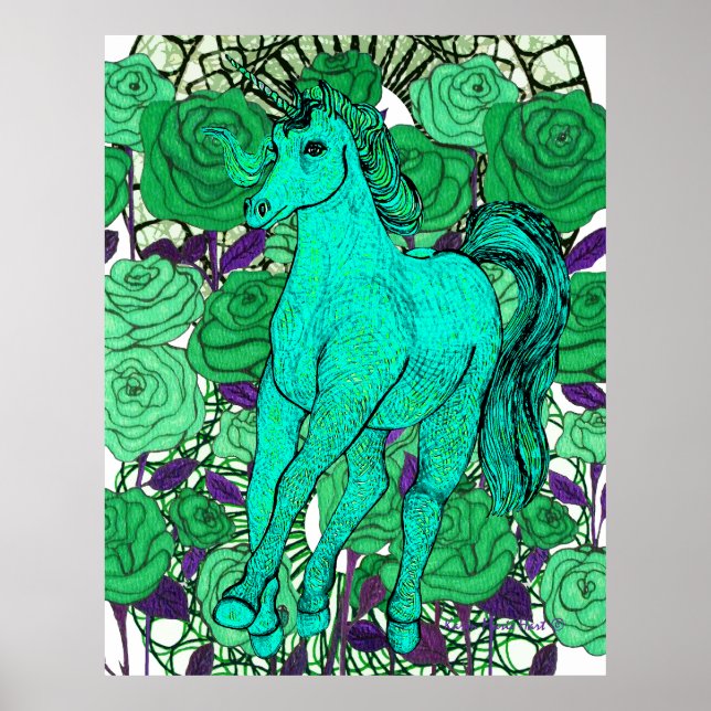 Unicorns Love Roses Poster (Vorne)