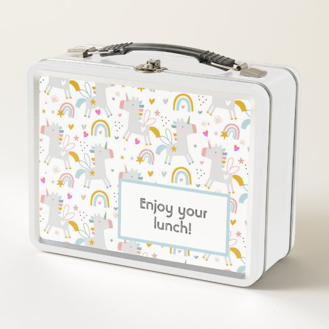 Unicorns Metal Lunch Box Editable Text (Vorderseite)