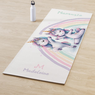 Unicorns Namaste Yoga Posen Niedlich Name Monogram Yogamatte