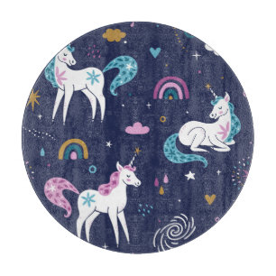 Unicorns Rainbows: Niedlicher Cartoon Nahtlos Schneidebrett