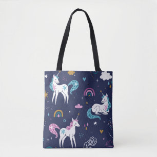 Unicorns Rainbows: Niedlicher Cartoon Nahtlos Tasche