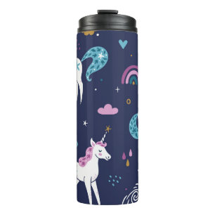 Unicorns Rainbows: Niedlicher Cartoon Nahtlos Thermosbecher