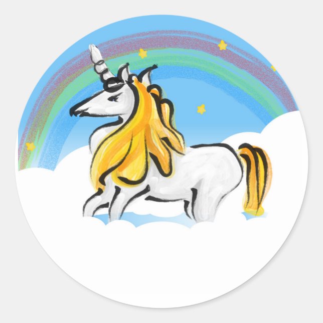 Unicorns Rainbows und Stars Stickers (Vorderseite)