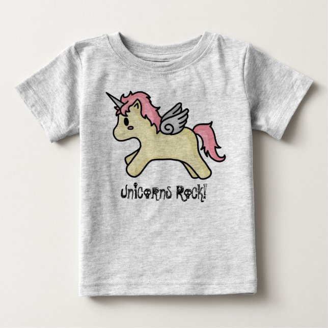 Unicorns Rock [Pink] Säugling Strampler (Vorderseite)