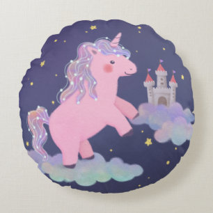 Unicorns Traumfantasy-Illustration Rundes Kissen