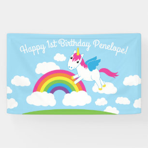 Unicorns u. Regenbogen-niedliches 1. Banner