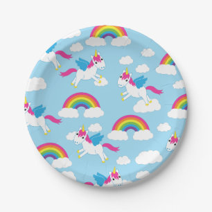 Unicorns u. Regenbogen-niedliches 1. Pappteller