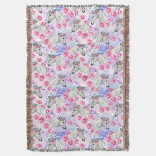 Unicorns-u. Rosen-Muster Decke