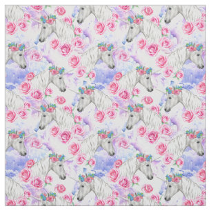 Unicorns-u. Rosen-Muster Stoff