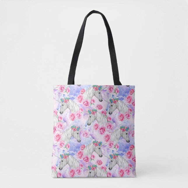 Unicorns-u. Rosen-Muster Tasche (Vorderseite)