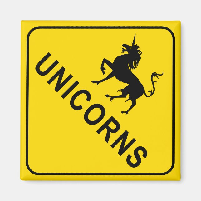Unicorns überqueren Warnschildkröte Magnet (Vorne)