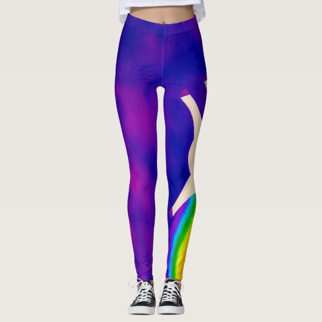 Unicorns und Regenbogenwatercolor-Party-Gang Leggings (Vorderseite)