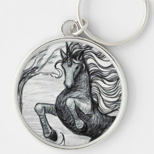 Unicornsschwarzer Unicorn-schwarzes u. weißes Schlüsselanhänger