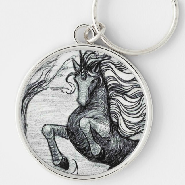 Unicornsschwarzer Unicorn-schwarzes u. weißes Schlüsselanhänger (Vorne)