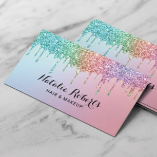 Unicoron Glitzer Tropfen Holographic Beauty Salon Visitenkarte