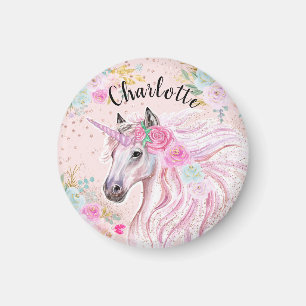 Unicoron Niedliche Geburtstag Custom Pink Gold Gli Magnet
