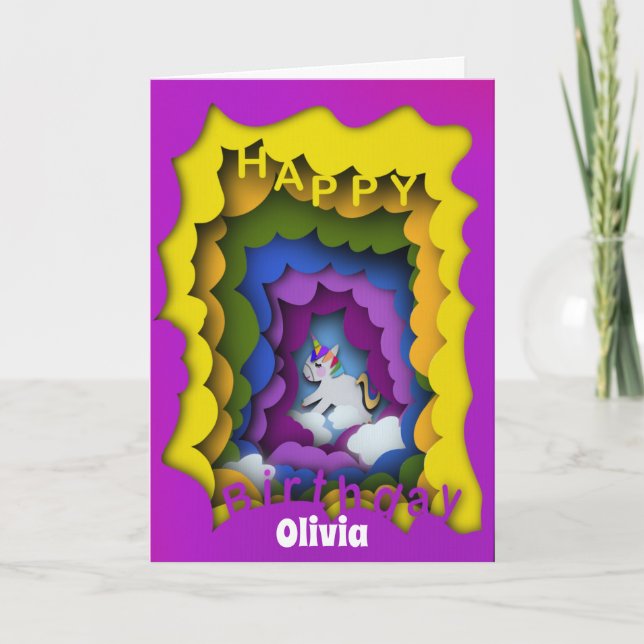 Unicoron Regenbogenpapier-Schnittkarte Karte (Vorderseite)