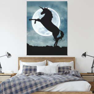 Unicoron Silhouette Full Moon Night Sky Leinwanddruck
