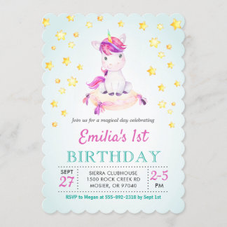 Unicorous Girl Kinder Geburtstagsparty Einladung