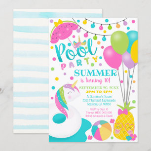 Unicorpool Party Einladung Girl Pool Geburtstag