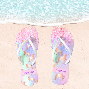 Unicorrosa Tropfen lila Glitzer Flip Flops