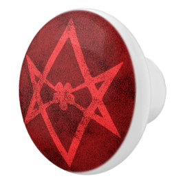 Unicursal Hexagram (Rot gemasert) Keramikknauf