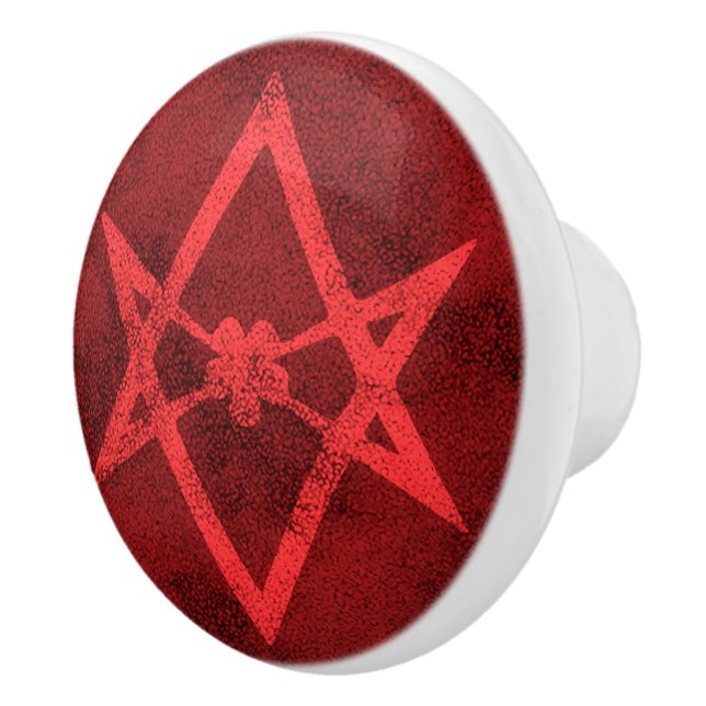 Unicursal Hexagram (Rot gemasert) Keramikknauf (Rechts)