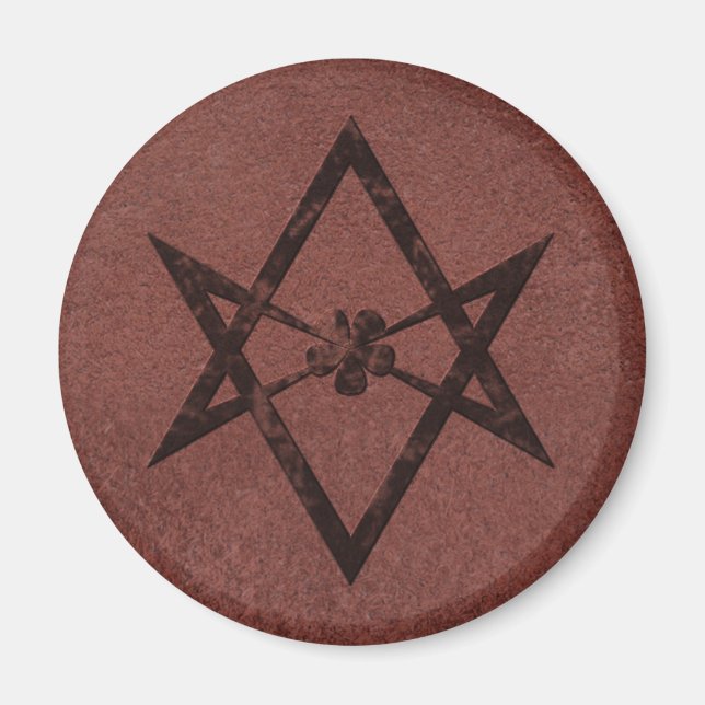 Unicursal Hexagram Thelemic Symbol auf rotem Leder Magnet (Vorne)