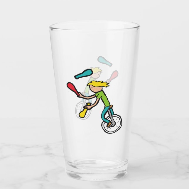 Unicycling Juggler Glas (Vorderseite)