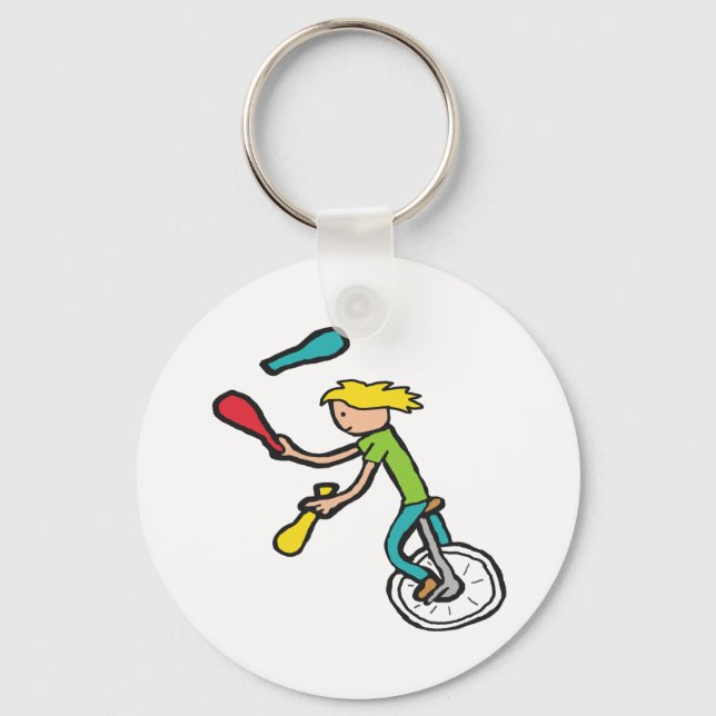 Unicycling Juggler Schlüsselanhänger (Vorderseite)