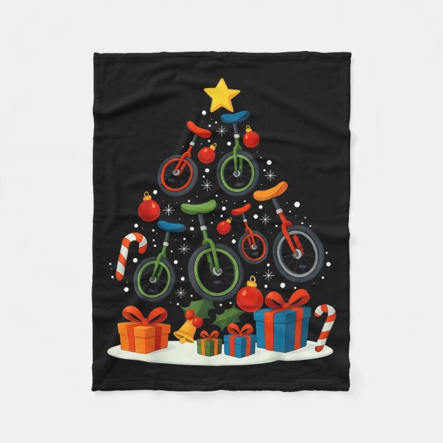 Unicycling Unicycle Christmas Tree Xmas  Fleecedecke (Vorderseite)