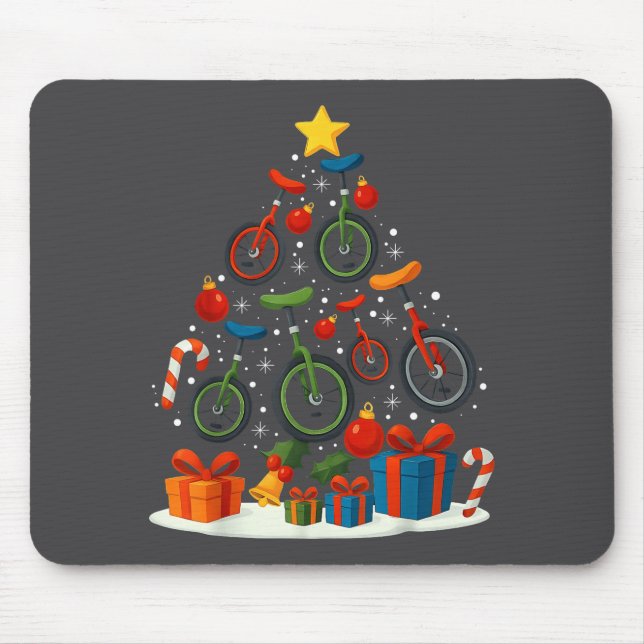 Unicycling Unicycle Christmas Tree Xmas  Mousepad (Vorne)