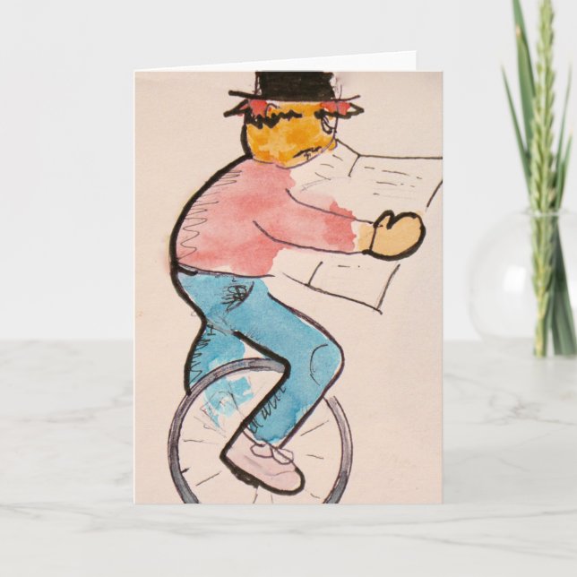 Unicyclist, carte aquarelle (Devant)