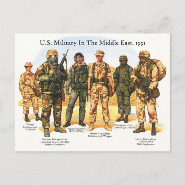 Uniformen des US-Militärs im Nahen Osten Postkarte (Vorderseite)
