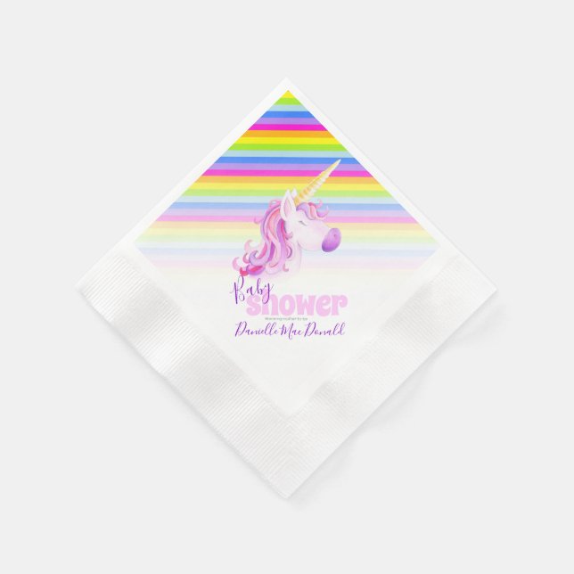 Unikorkunst Regenbogen Babydusche Party Servietten (Ecke)
