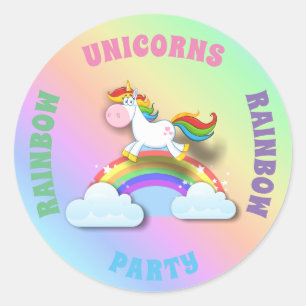 Unikorn und Rainbow-Rundglühkleber Runder Aufkleber
